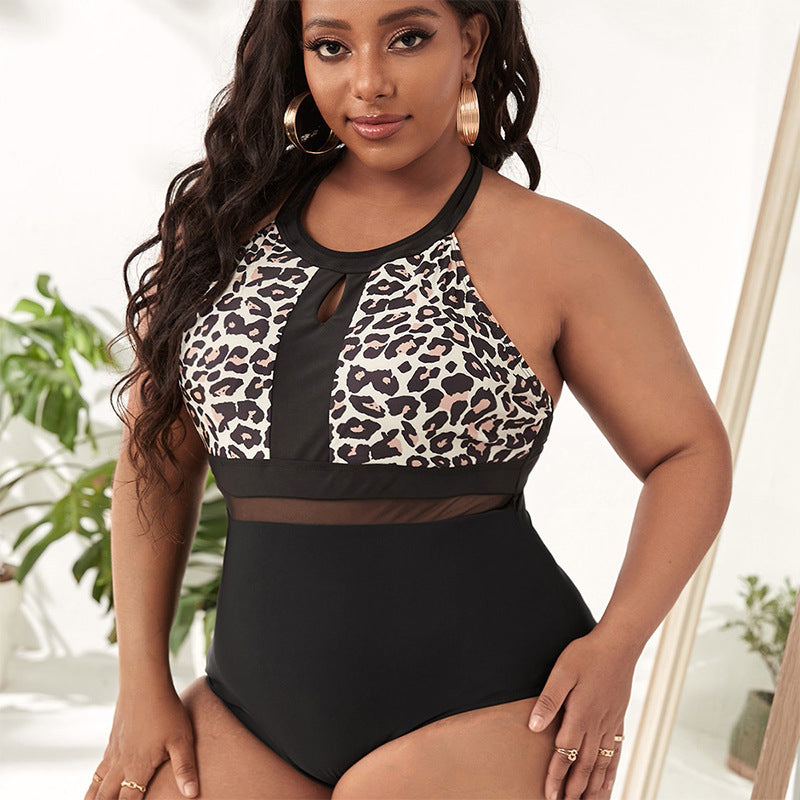 Plus Size Leopard Print Bikini Swimsuit