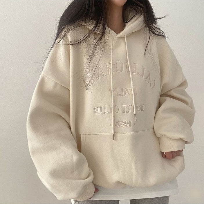 Women's Oversized Casual Embroidered Pullover Sweatshirt