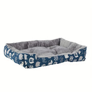 Soft Pet Bed Mat 1pc Soft Pet Bed Mat - Cute Blue Paw print, Non-Slip Rectangular dog & cat mattress, Easy-Clean Surface for Small, Medium Dogs & Cats, Indoor Floor or Furniture