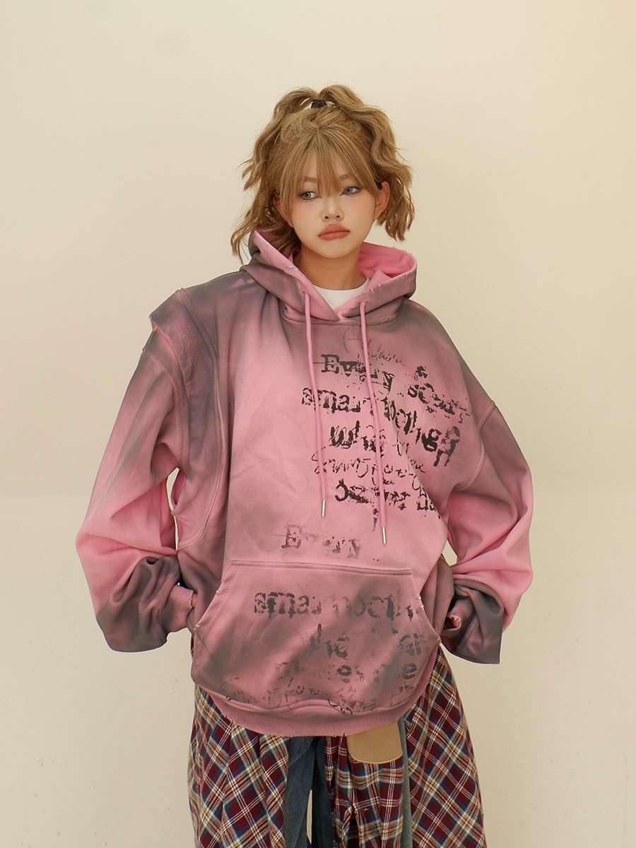 Women's Layered Hooded Chenille Sweater Loose Pullover