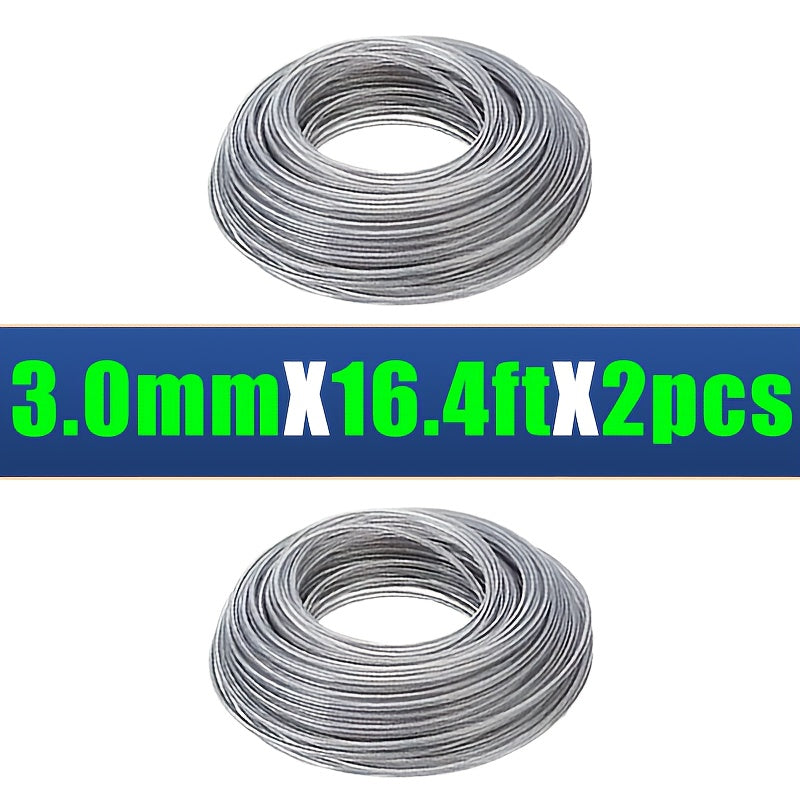 VARIEA-2 packages of-5 meters/196 inches, meter steel wire core nylon trimming lines, with diameters of 2.0/2.4/2.7/3.0/3.5mm, highly efficient and durable lawn mower ropes, lawn mower accessories