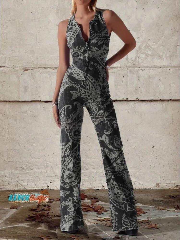 Chic Printed Off-Shoulder Sleeveless Jumpsuit