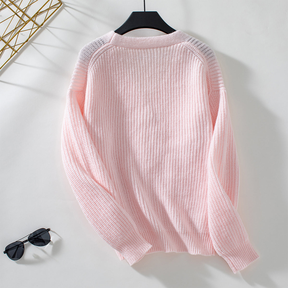European and American Autumn and Winter New Women's Knitwear V-neck Single Breasted Sweater