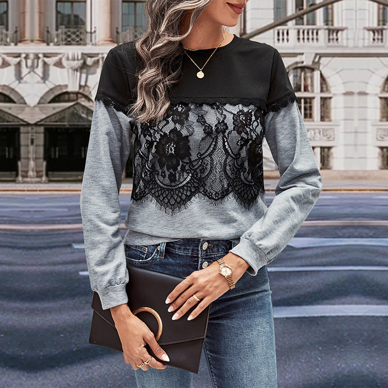 Chic Color-Block Long-Sleeve Sweater for Fall