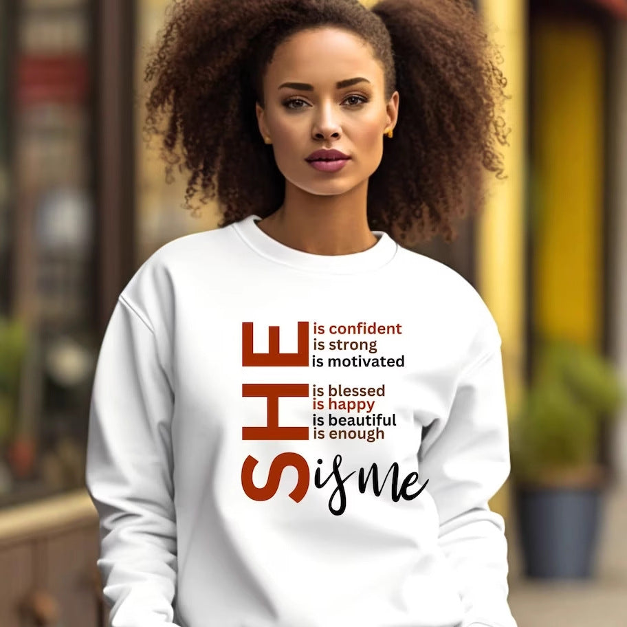 Chic Printed Long-Sleeve Round-Neck Women's Sweater