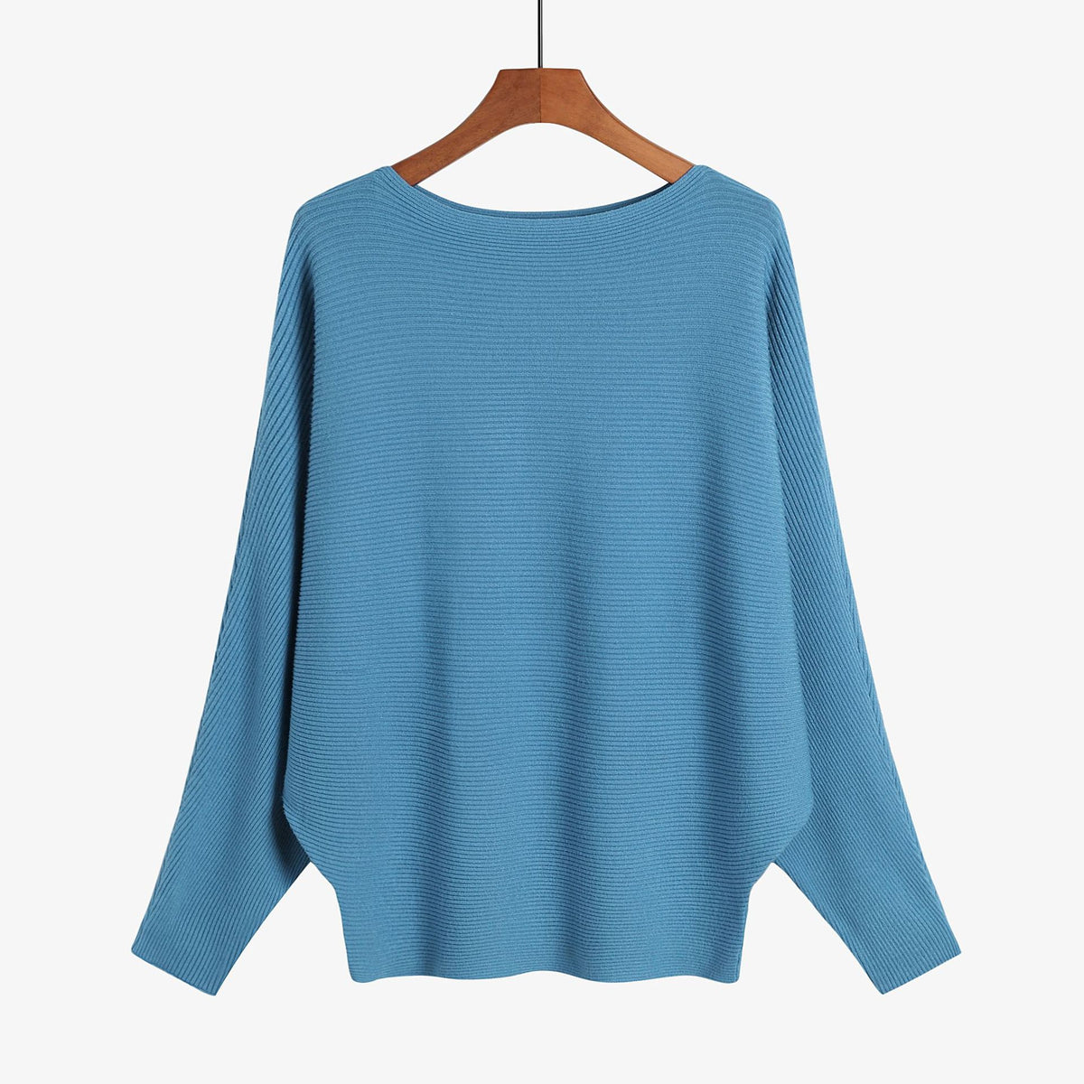 Halter-neck Batwing-knit Highly Elastic Laid-back Pullover Top