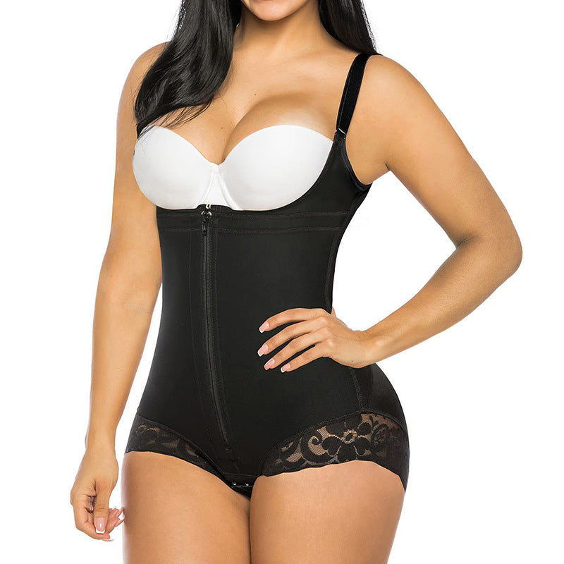 Body-shaping One-piece Shapewear With A Triangular Zipper