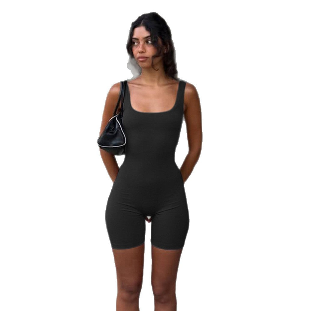 Open-Back Athletic Jumpsuit Romper