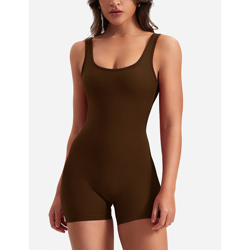 Sleeveless Pleated Romper Backless Midriff Jumpsuit