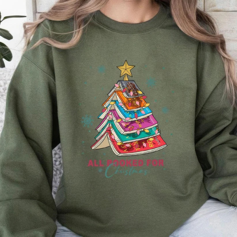 Festive Christmas Letter Print Casual Round Neck Sweater