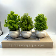 Set of 3 mini realistic plastic decorative green plants