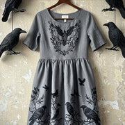 Gray Casual V-neck Printed Dress Set