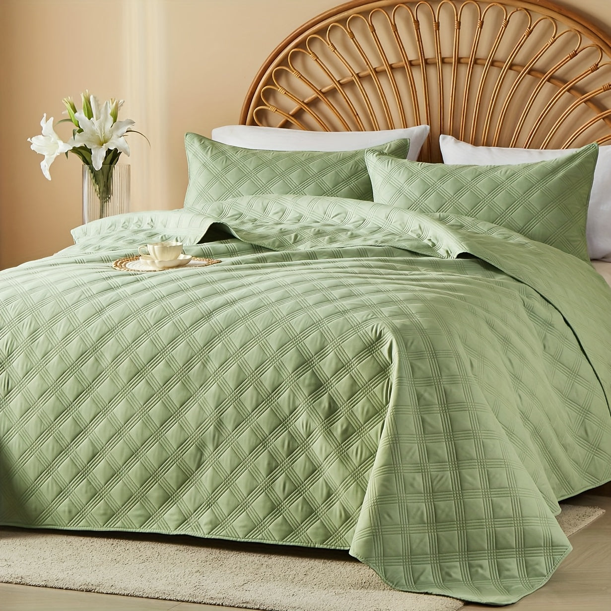 2/3pcs Quilt Set Bedspreads - Soft Cool & Refreshing Summer Quilt Lightweight Microfiber Bedspread - Modern Style Coin Pattern Coverlet For All Seasons - Gifts For The Family