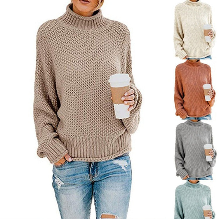 Batwing-sleeve Knit Sweater Loose-fitting Oversized Pullover