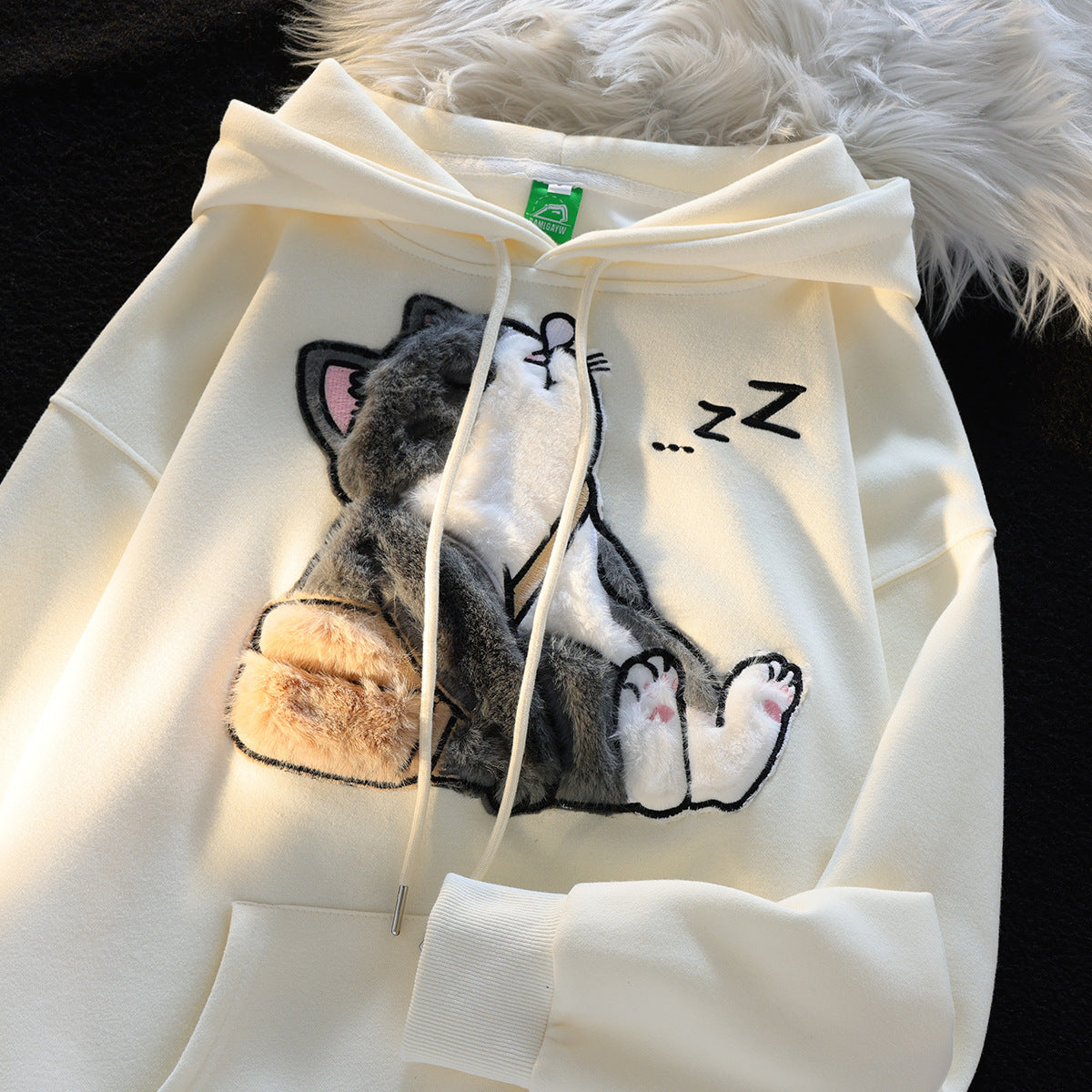 Cozy Flocked Ragdoll Couple's Hooded Sweater Jacket
