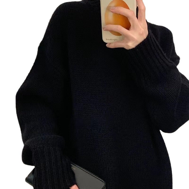 Womens Plus-size Loose Crew-neck Pullover Sweater