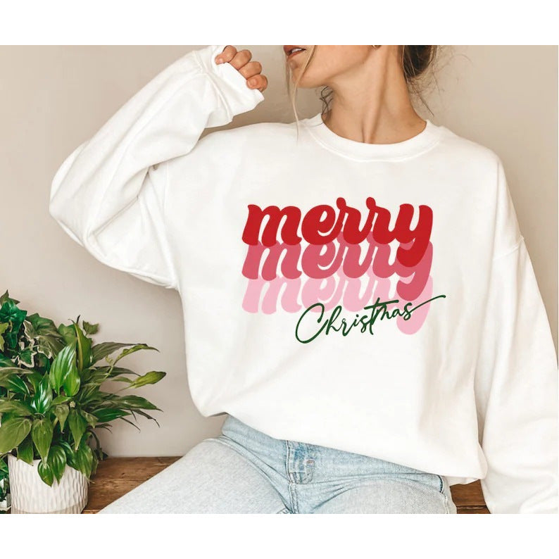 Merry Christmas Letter Print Festive Women's Hoodie
