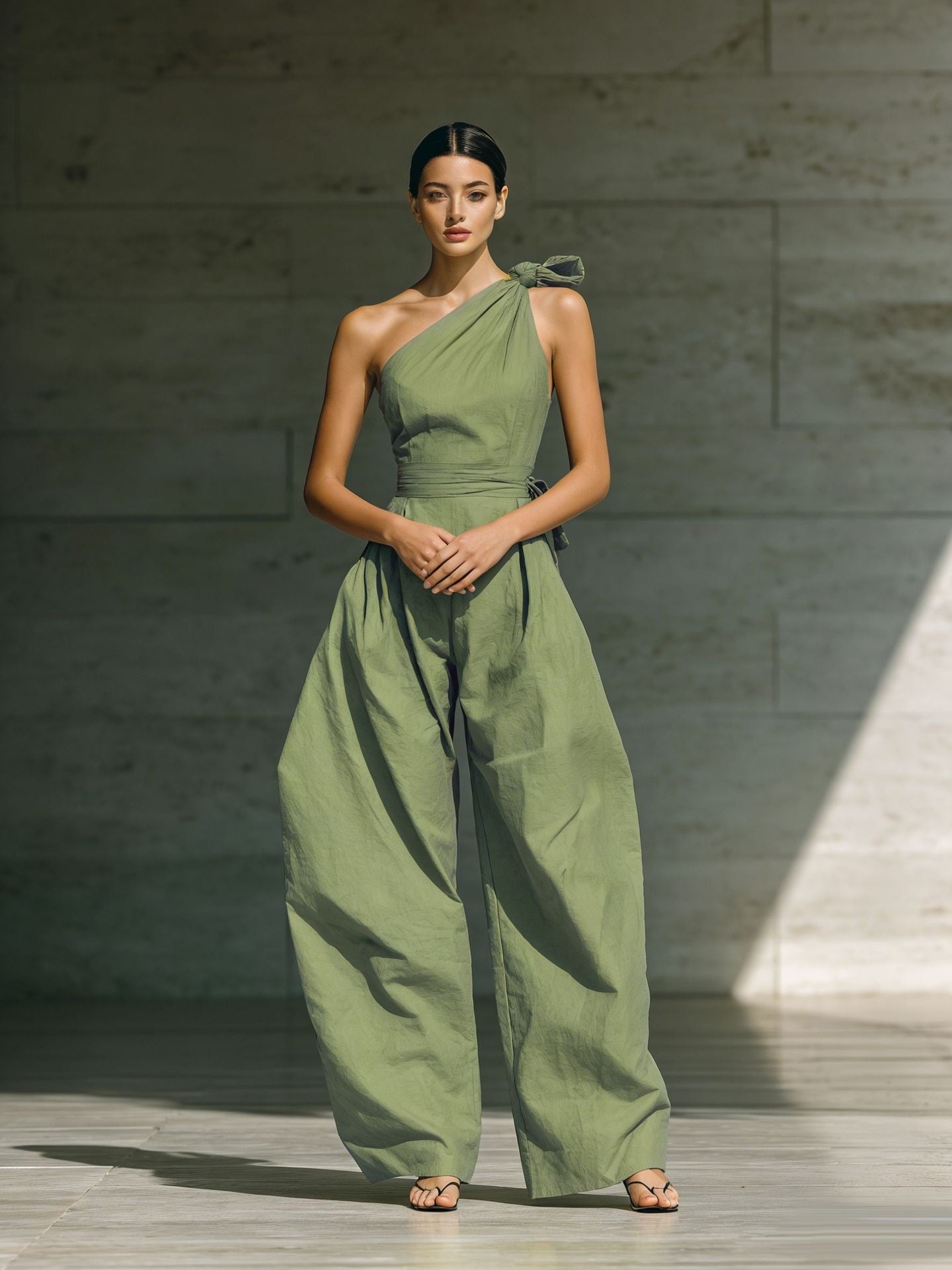 Chic Off-Shoulder Wide-Leg Belted Jumpsuit