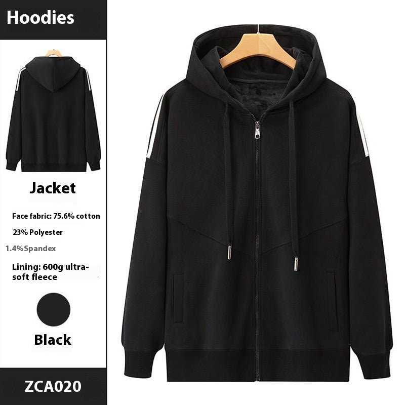 Plush Velvet Hooded Sweatshirt with Warm Lining