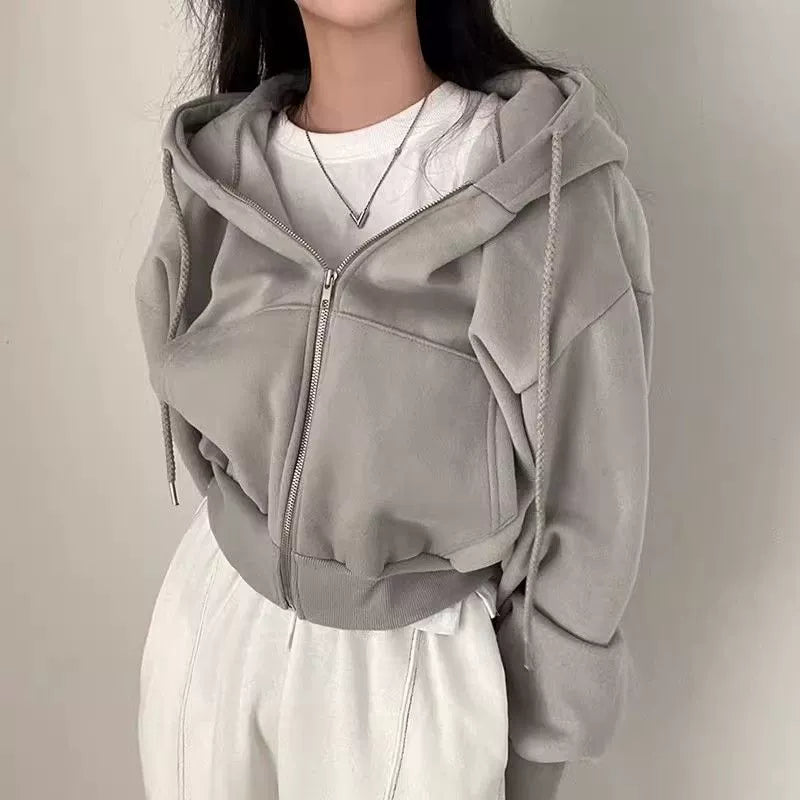 Women's Cozy Long Sleeve Zipper Pocket Hoodie