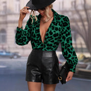 Leisure Temperament Leopard Print Sexy Long-sleeved Top