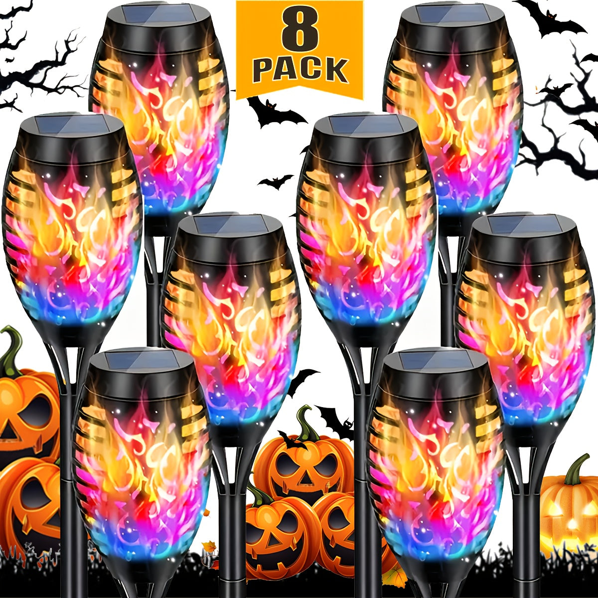 8 Packs Of Solar Torch Lamps for Outdoor Use, Dancing And Flickering Flame Torch Lamps for Landscape Decoration, Suitable for Lawns, Gardens, Courtyards, Wedding Parties