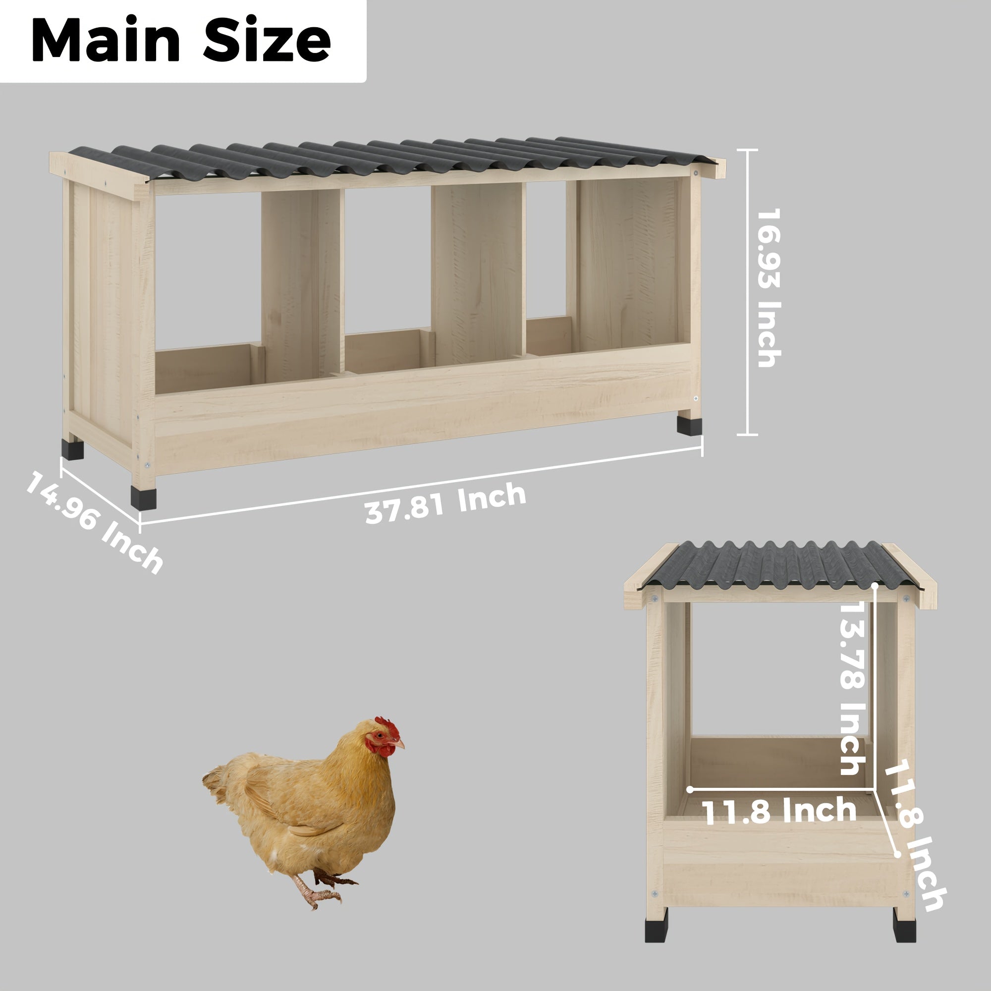 96-Inch Walk-In Wooden Chicken Coop with Movable Fence and Weatherproof Cover