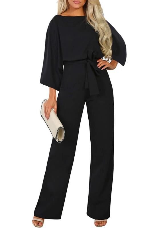 Chic Batwing Sleeve Lace-Up Women's Jumpsuit