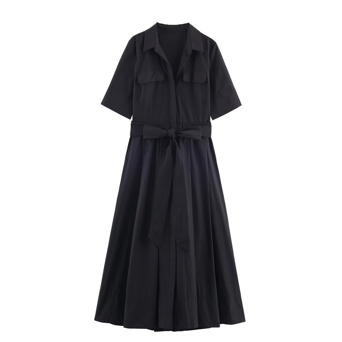 Elegant Womens Poplin Midi Casual Dress