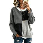 Round-neck Fashionable Casual Color-block Sweaterknitted for Layering