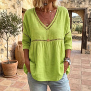 Elegant Lace-Panel Long-Sleeve Top – Versatile & Flattering