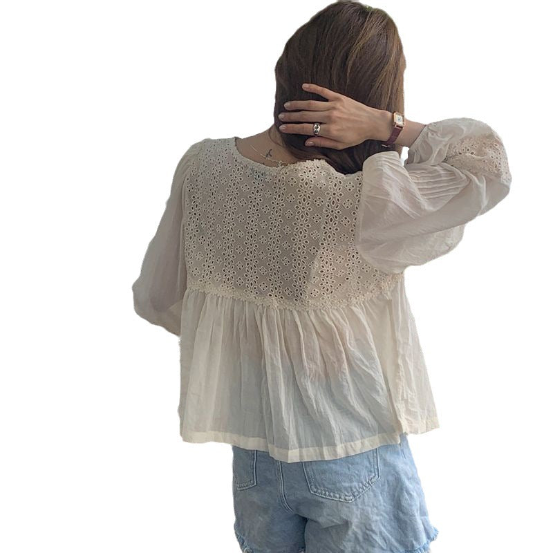 Heavy Industry Lace Stitching Tied Loose Long Sleeve Sun-protection Overshirt