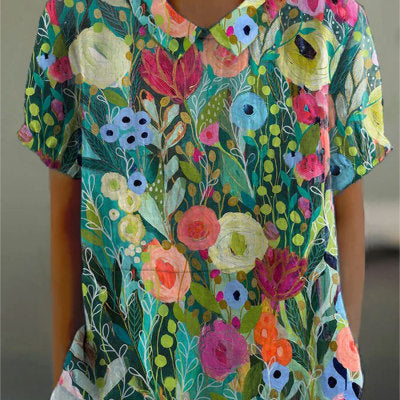 Women's Casual Loose Fit Short‑Sleeve Printed Top – Summer Sporty Tee