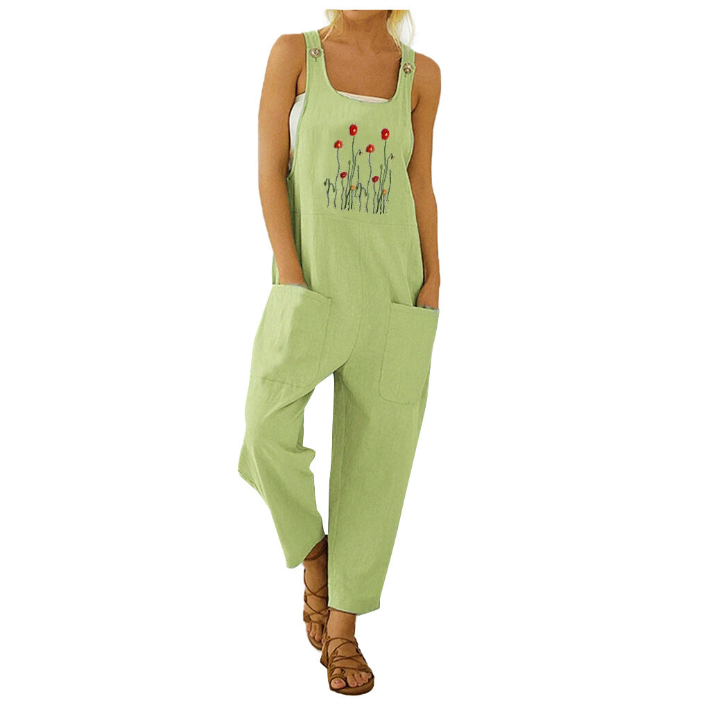 Oversized Loose-fitting Pattern Print Bib Large Pocket