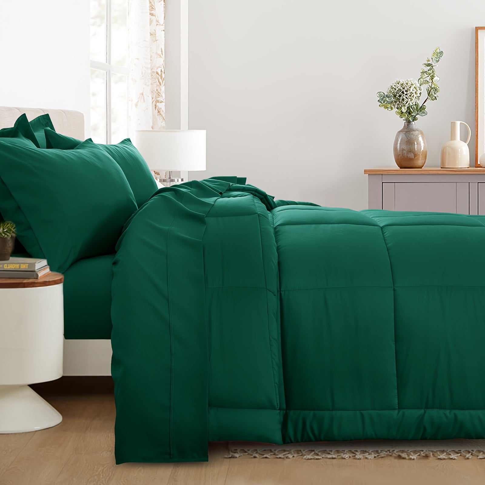 7pcs Ultra-Soft Bed In A Bag, Down Alternative Bedding Sets With All Season Quilted Comforter, Flat Sheet, Fitted Sheet, Pillowcases -Gifts For The Family And Friends