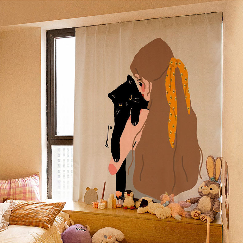 Dormitory Simple Paste Shading Cloth Korean Ins Style Velcro Curtain