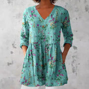 Loose Fit Digital Print Short Sleeve Top for Women