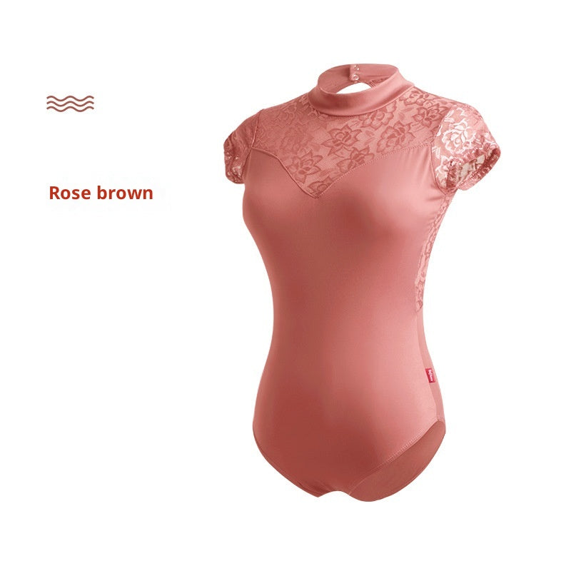 Women's Lace Stand Collar Ballet Leotard for Dance & Practice