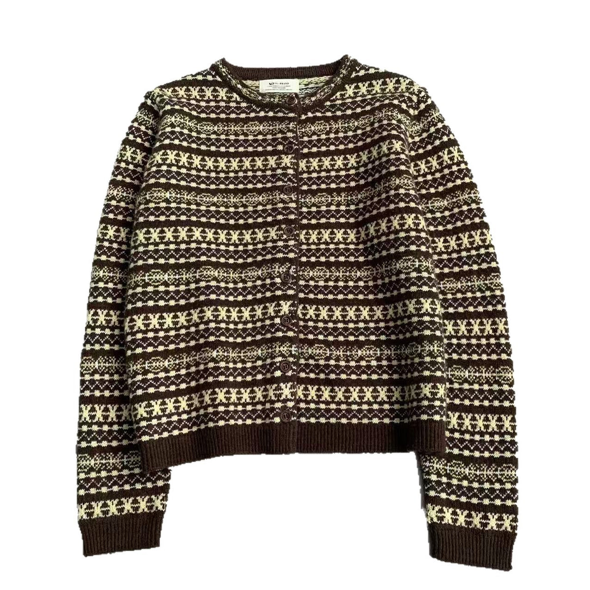 Merino Wool Crew-neck Single-breasted Cardigan Sweater