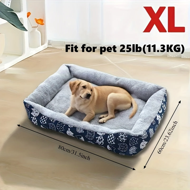 Ultra-Soft Pet Bed Mat - Blue Paw Print Design, Durable Indoor Sofa Cushion, Easy-to-Clean Materials, Cozy and Warm Exclusive for Dogs & Cats, Playful Animal Theme