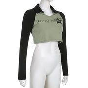 Chic Cropped Raglan Long Sleeve Fitted Tee