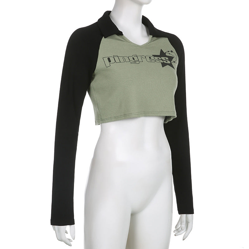 Chic Cropped Raglan Long Sleeve Fitted Tee