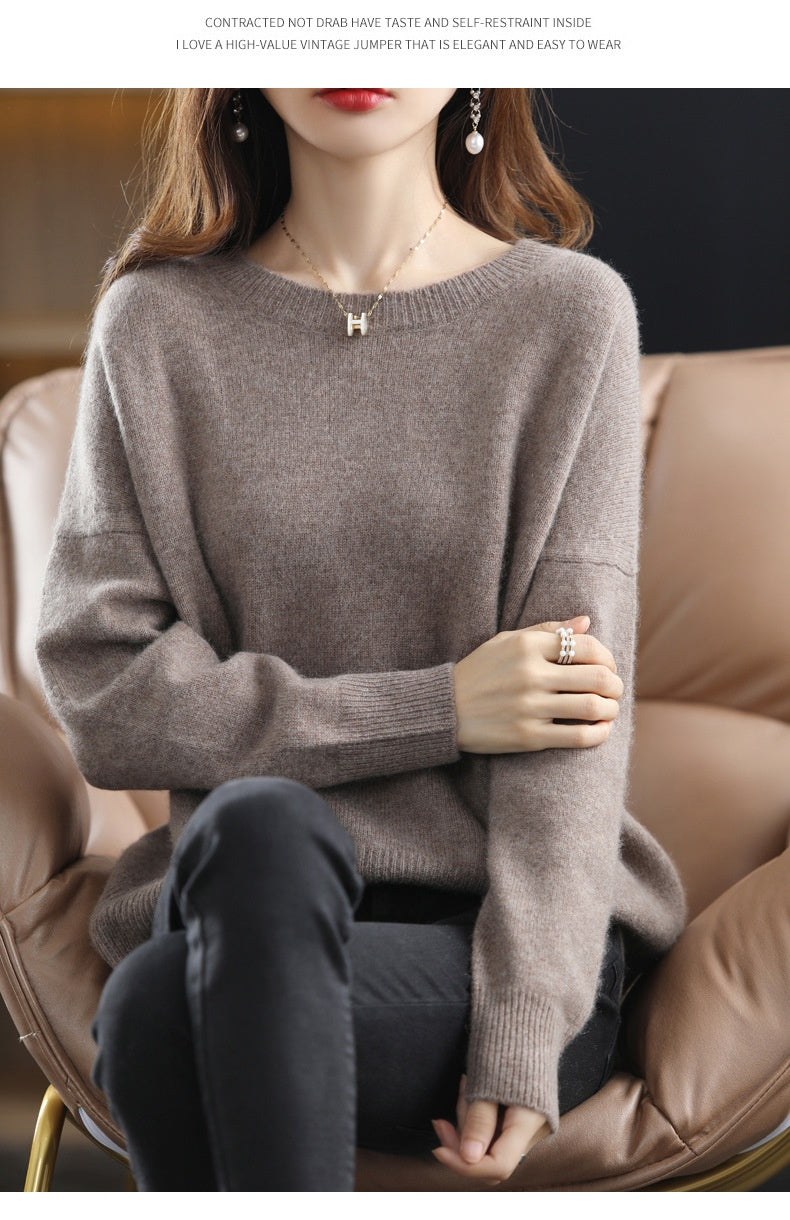 Loose and Idle Underwear Crew Neck Simple Sweater