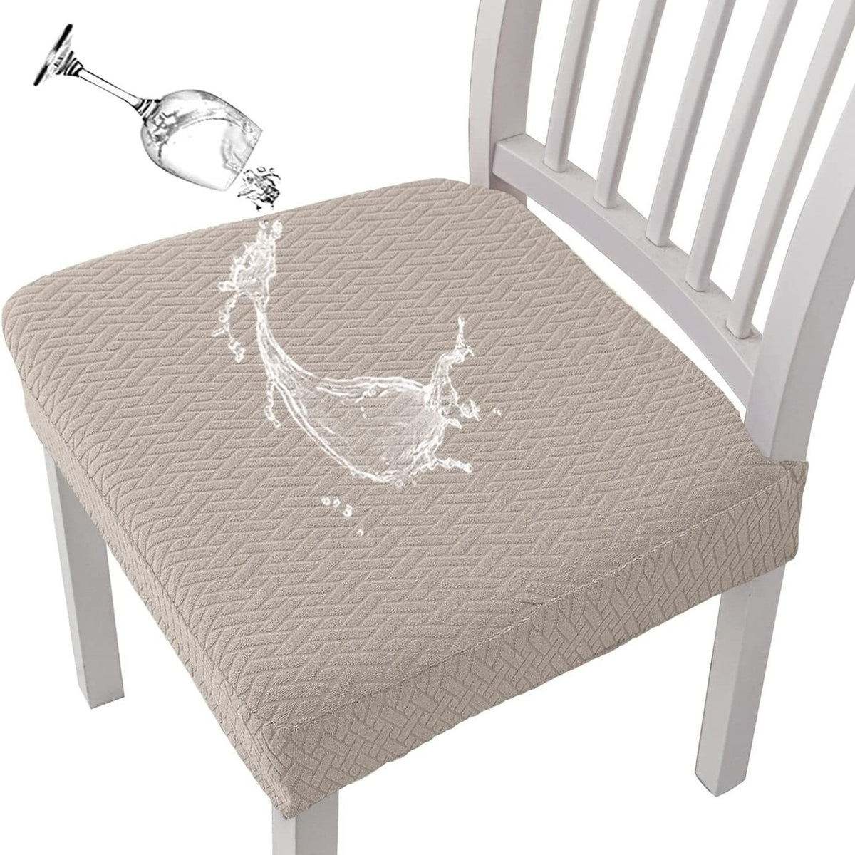 T-shaped Jacquard Waterproof Chair Seat Cover - Dining Chair Slipcover