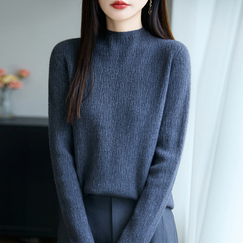 Women's Loose-fitting Mid-neck Sweater Long Sleeve Base