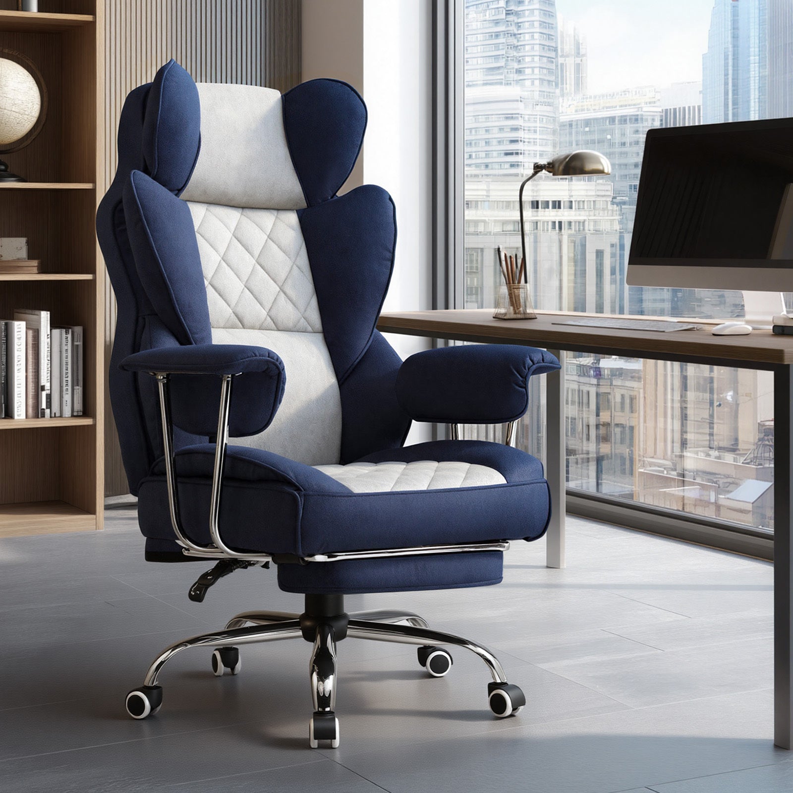 Wide Executive Office Chair with Lumbar Support and Adjustable Height