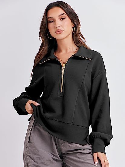 Women's Half-Zip Long Sleeve Pullover Sweater