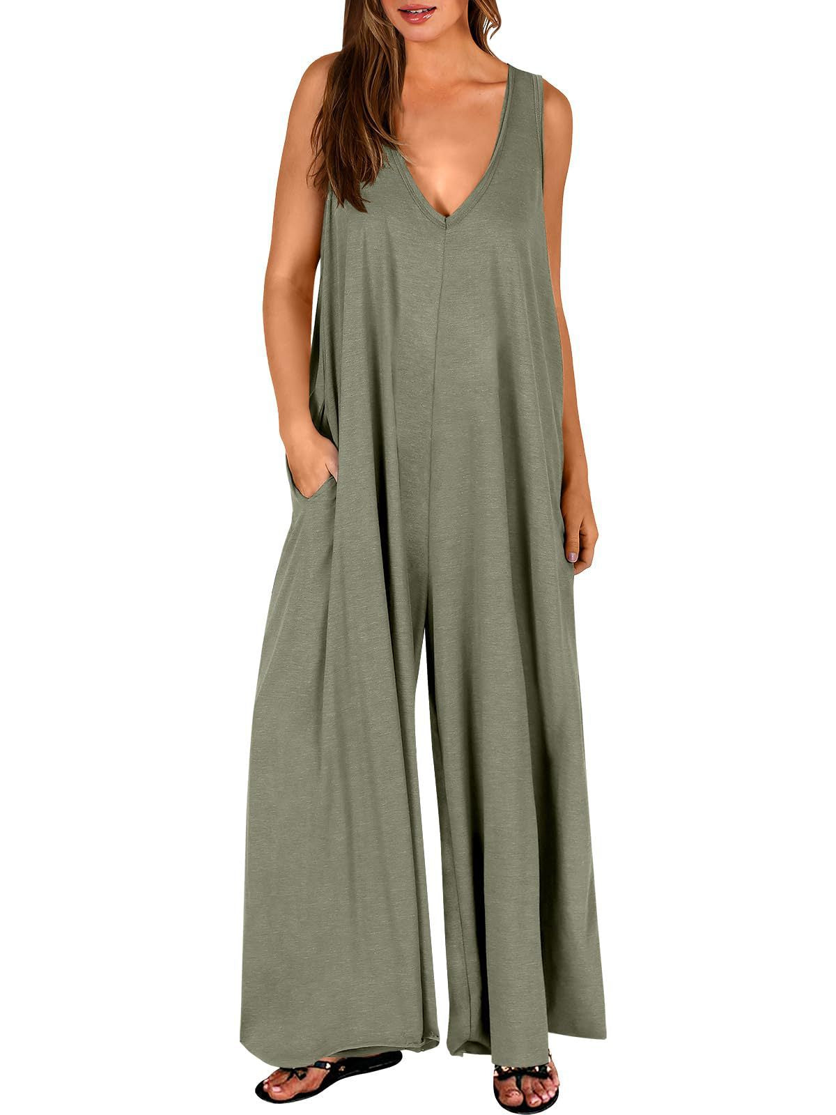 Women's Casual Wide-Leg Pocket Jumpsuit
