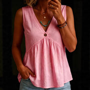 Casual And Elegant V-neck Button-up Sleeveless Vest Shirt