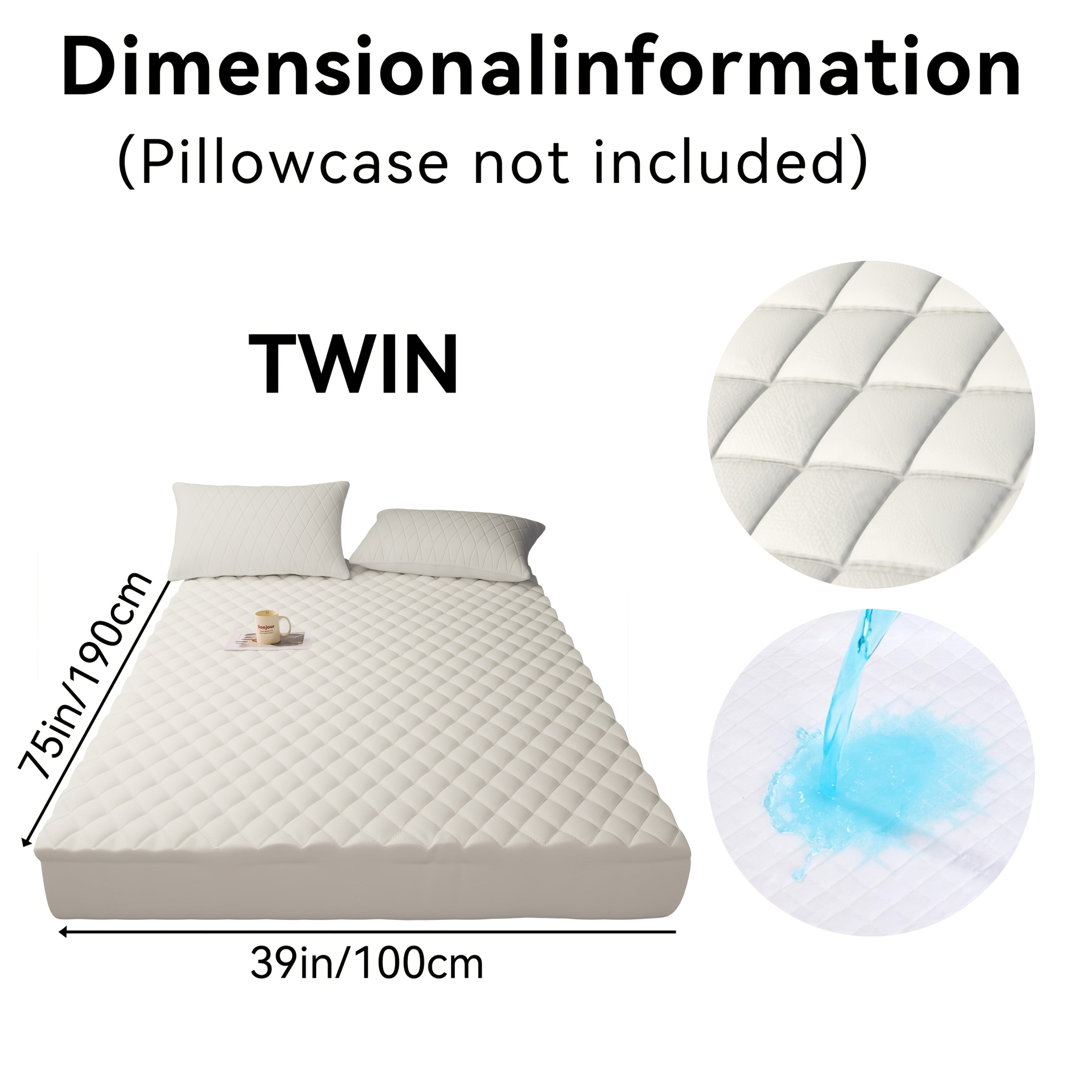 Waterproof Mattress Protector Quilted Thickened Comfortable Bedspread Layer with Deep Pocket Design, Warm Breathable Bedding for Bedroom Guest Room Hotel, Great for Holiday Gifts Black Friday And...